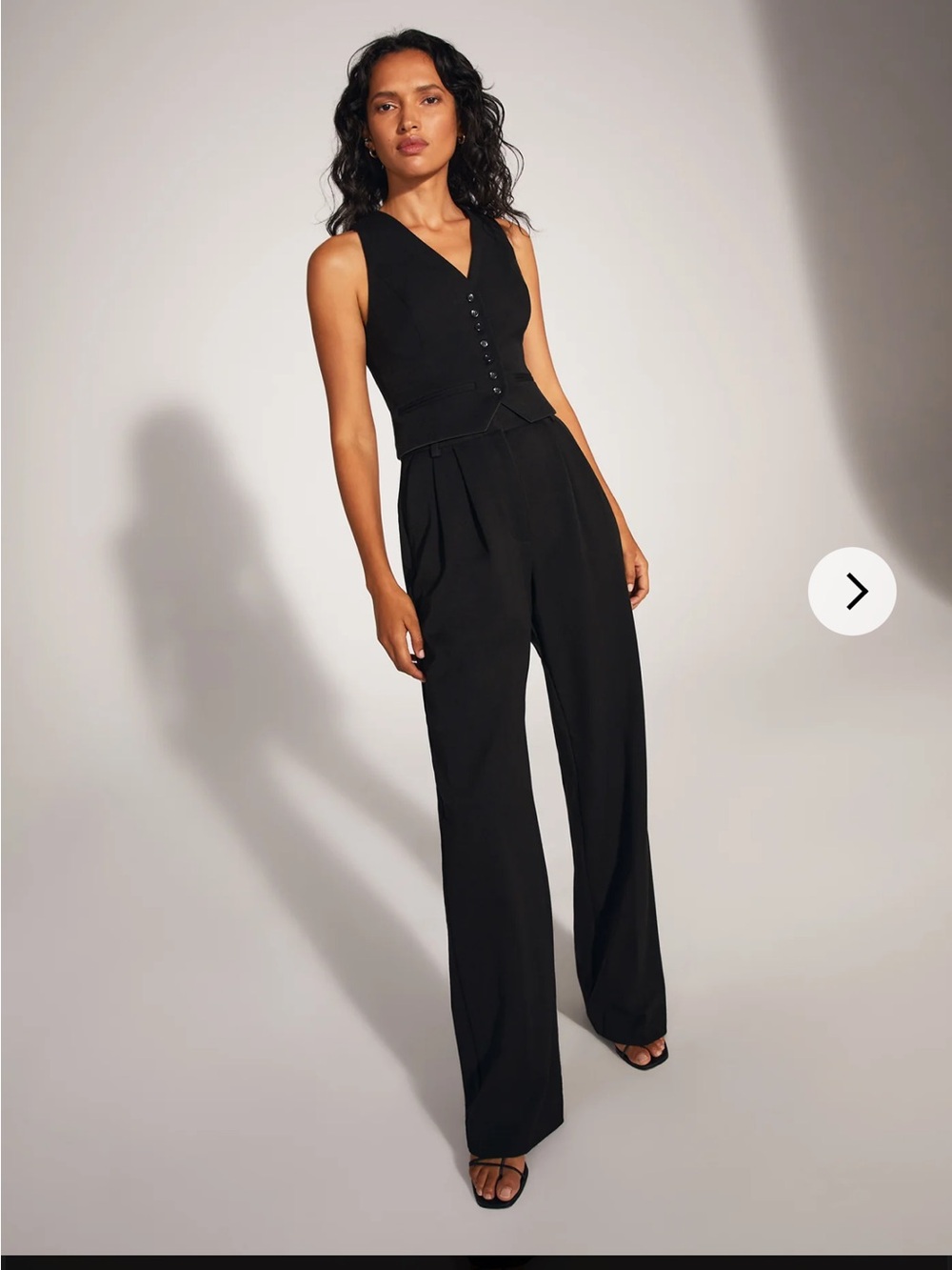 Favorite Daughter Black Wide-Leg Tailored Jumpsuit